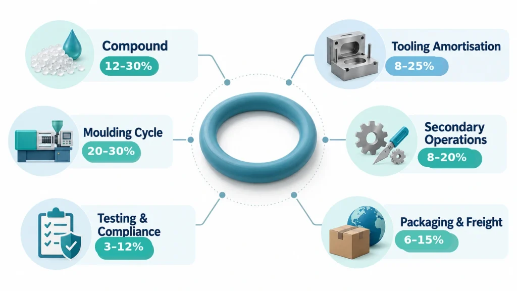  Six cost elements of custom silicone seals including material tooling and testing
