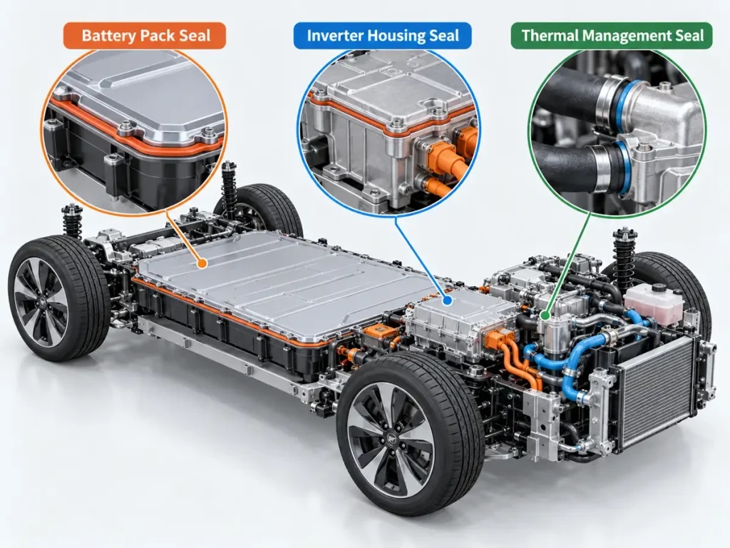Electric vehicle silicone sealing applications